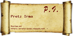 Pretz Irma névjegykártya